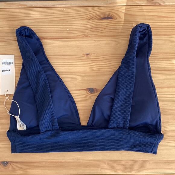 Eberjey Pique Vivian Bikini Top Peacoat Navy Color L - Picture 8 of 12